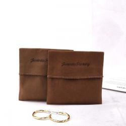 High Quality Brown Cotton Twill Envelope Jewelry Earring Bag Logo Printed Twill Cotton Jewelry Envelope Pouch