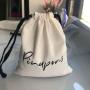Custom Logo Embroidery Cotton Dust Bag with Linen Structure Recyclable Drawstring Pouch for Jewelry Packaging