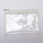 Deboss Logo PU & Clear Vinyl Portable Women Wedding Zipper Flat Pouch Transparent Travel Makeup Bag Evening Ladies Clutch Bag