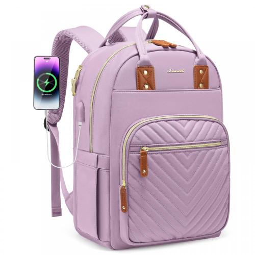 LOVEVOOK wholesale unisex quilted bags large capacity 15.6 17inch USB office school business women man travel laptop backpack