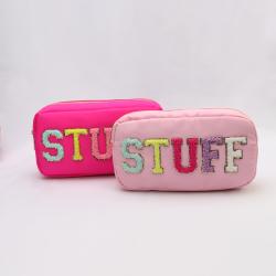 New Trending Custom Embroidered Logo Makeup Travel Organizer Nylon Zipper Waterproof Fashion Girl Cosmetic Bag