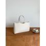 Simple and fashionable niche tote bag Rectangular smooth pu leather handbag Classic solid color hand bag for women
