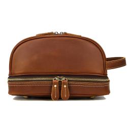 2024 Custom Luxury Genuine Leather Storage Makeup Bag For Men Cosmetic Bags