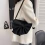 New Fashionable Retro Lady Bags Custom Bolsos Pure Color Ins Trend Shoulder Bag Zipper Simple Bow Pu Leather Underarm Bag