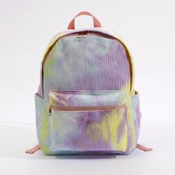 New Arrival Custom Designer Large Capacity Student Shoulder Strap Backpack Fashion Tie Dye Corduroy Kids School Backpack