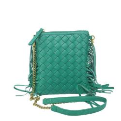 2024 Custom Handmade Woven Leather Crossbody Bag For Women Luxury With Tassel Shoulder Strap