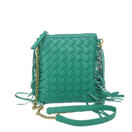 2024 Custom Handmade Woven Leather Crossbody Bag For Women Luxury With Tassel Shoulder Strap