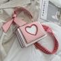 Hot sale cute pink color girls shoulder bag custom lolita stylish leather heart design women hand bag