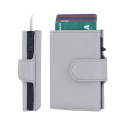 Fashion Leather Metal Case Aluminum Card Holder Business RFID Pop Up Men's Wallet