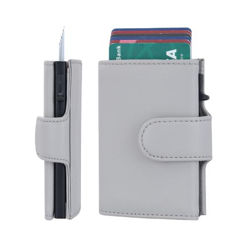 Fashion Leather Metal Case Aluminum Card Holder Business RFID Pop Up Men's Wallet