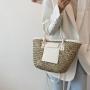 New Fashion Woven Bag Beach Travel Basket Hand bag Retro Straw Tote Bag For Women