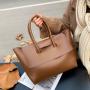 Waterproof  Leather Women'S Handle PU Tote Bag Work With Custom Printed Logo