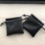 Trendy Soft Black Faux Drawstring Pouch For Earring