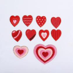 Factory Direct Sales Fashion Cute Adhesive Stick On Glitter Custom Designer Heart Chenille Christmas Patches
