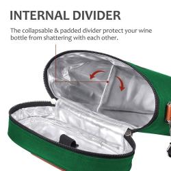 2 Bottle Wine Carrier bag Custom Insulated Padded Red Wine Cooler Bag for Beer Bottle Travel Camping and Picnic