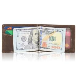 Customize Genuine Crazy Horse Credit Holder Wallet Genuine Leather Holder Card Wallets For Men With Money Clip