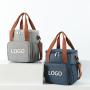 Custom Logo School Picnic Beach Double Layer Insulated Reusable Lunch Tote Bag with Adjustable Shoulder Strap