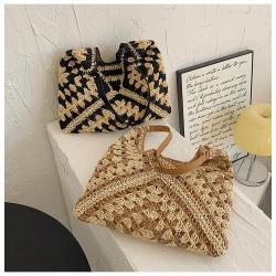 Custom boho beach bag Wholesale Fashionable Luxury Tote Bags Raffia Seagrass Woven Straw Vacation Sling Bag