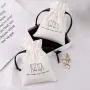 Custom Logo Printed Brush Canvas Cotton Dust Bag For Jewelry Antique Drawstring Bracelet Packaging Jewelry Pouch