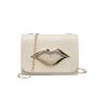 Crisp & Cute Style Big Mouth Women Handbags  Purses Small Square Flap Handbag Magnetic Button Closure Metal Chain Sling Bag