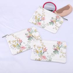 High Quality 8 OZ Canvas Zipper Makeup Bag Natural Cotton Cosmetic Brush Packaging Makeup Pouch With Logo