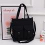 New Fashion Woman Canvas Bag Custom Wholesale Large Capacity Simple Student Book Bag Pure Color Soft Shopping Shoulder Bag