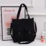 New Fashion Woman Canvas Bag Custom Wholesale Large Capacity Simple Student Book Bag Pure Color Soft Shopping Shoulder Bag