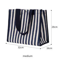 China factory custom high quality portable canvas shopping handbag striped tote bag