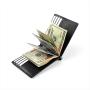 Superb quality saffiano genuine leather mens wallet rfid slim short wallet with money clip inside