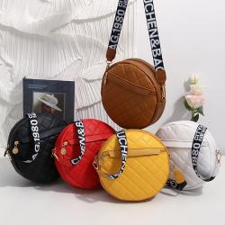 Gelory Fashion PU Leather Embroidered Crossbody Bag Vintage Small Round Shoulder Bag For Women