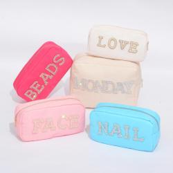 DIY Letters Multifunction Travel Women Cosmetic Bag Makeup Case Pouch Wash Organizer Bag Nylon Waterproof Toiletry Travel Bag