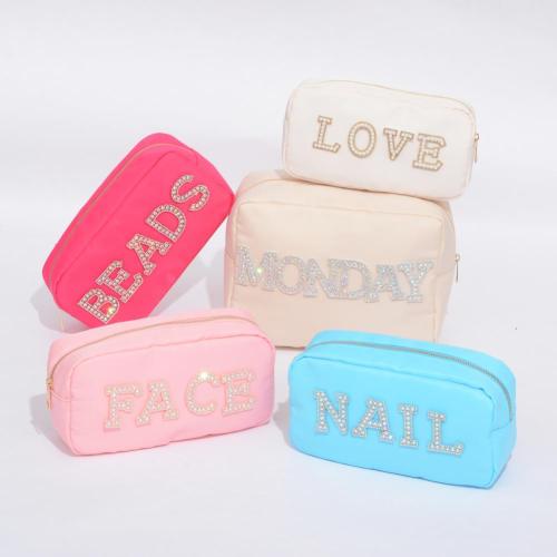 DIY Letters Multifunction Travel Women Cosmetic Bag Makeup Case Pouch Wash Organizer Bag Nylon Waterproof Toiletry Travel Bag