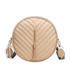 Popular Design Embroidered pu leather small round cheap bag 2024 women messenger bag printed shoulder crossbody bag