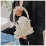 Women's new fashionable pearl bow single shoulder crossbody bag