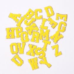 Stock Yellow New Self Adhesive 3M Backing Multi Color Chenille Letter DIY Gift Clothing Bag Patches Custom Embroidery Alphabet