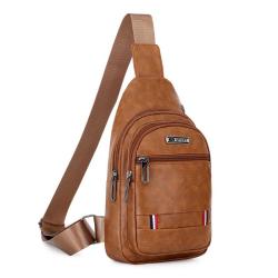 WTB030 New Fashion Men Business Chest Bags PU Leather Casual Crossbody Chest Shoulder Bag Outdoor Travel Sling Bags for Men