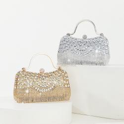 Crystal Beads Clutch Evening Bags Elegant Rhinestone Tassel Diamond Purse Bling Party Shoulder Hand Bag
