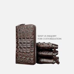 OEM Customized Custom Men's Luxury Real Genuine Alligator Crocodile Skin Leather Long Wallets Casual Zipper Wallet Cutch For Men