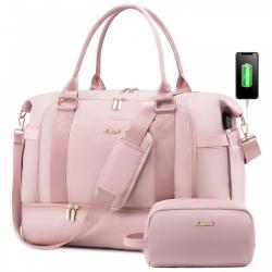 LOVEVOOK 2023 custom 2pcs Tote Weekender overnight Bag Yoga Gym USB Bag for Travel Sports Duffel bags with wet pocket unisex
