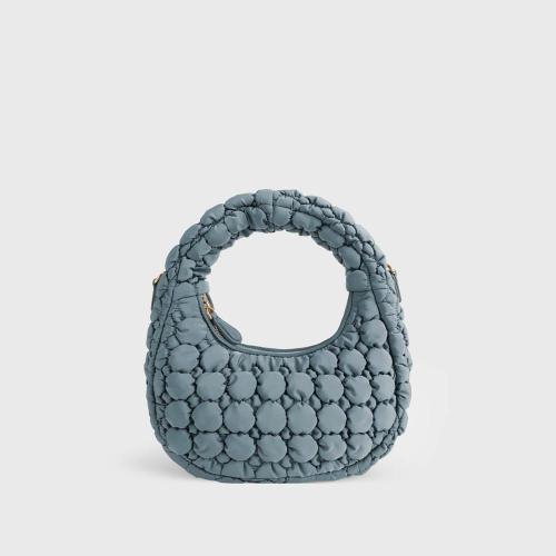 2024 New Women's Winter Down Handbag Puffer Half Moon Bag with Quilted Fashion Crossbody Bags