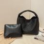 Handmade Woven Bag with Large Capacity New Fashion Single Shoulder Carrying Bun Mother Female's Big Handbag with PU Lining