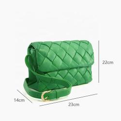 Custom New Arrival Fashion Designer Brand Soft Vegan Leather Weave Womens Crossbody Bag Luxury Pu Flap Bag Ladies Messenger Bags