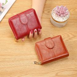 Hot Selling 2024 New Women's Short Wallet Student Cute Zipper Card Bag Soft Leather Wallet Coin Purse