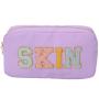 Wholesale Letter Chenille Custom Monogram Makeup Bag Personalized Cosmetic Bag Travel Quilted Nylon Cosmetic Makeup Bag