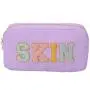 Wholesale Letter Chenille Custom Monogram Makeup Bag Personalized Cosmetic Bag Travel Quilted Nylon Cosmetic Makeup Bag