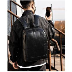 ZR632 Men Computer Backpack Laptop Bag USB High Quality PU Zipper Customizable Logo Backpack Business Schoolbag Outdoor Sports