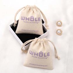 Custom Logo Printed Eco-Friendly Canvas Drawstring Bag Small Natural Reusable Cotton Canvas Gift Jewelry Pouch