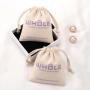 Custom Logo Printed Eco-Friendly Canvas Drawstring Bag Small Natural Reusable Cotton Canvas Gift Jewelry Pouch