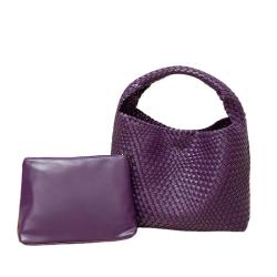 Handmade Woven Bag with Large Capacity New Fashion Single Shoulder Carrying Bun Mother Female's Big Handbag with PU Lining