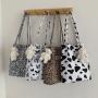 Korean Style Canvas Large Capacity Handbags For Girls Printing Shoulder Bags Students Vintage Fashion Ladies Bags